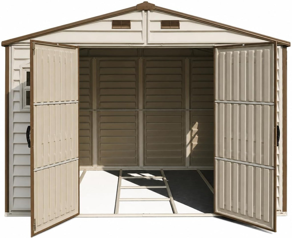 10 x 8 ft Outdoor Resin Storage Shed with Double Doors, Windows & Floor Foundation – view 8