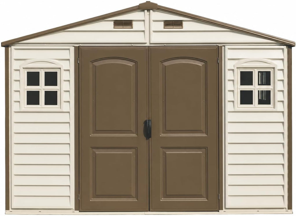 10 x 8 ft Outdoor Resin Storage Shed with Double Doors, Windows & Floor Foundation – view 9