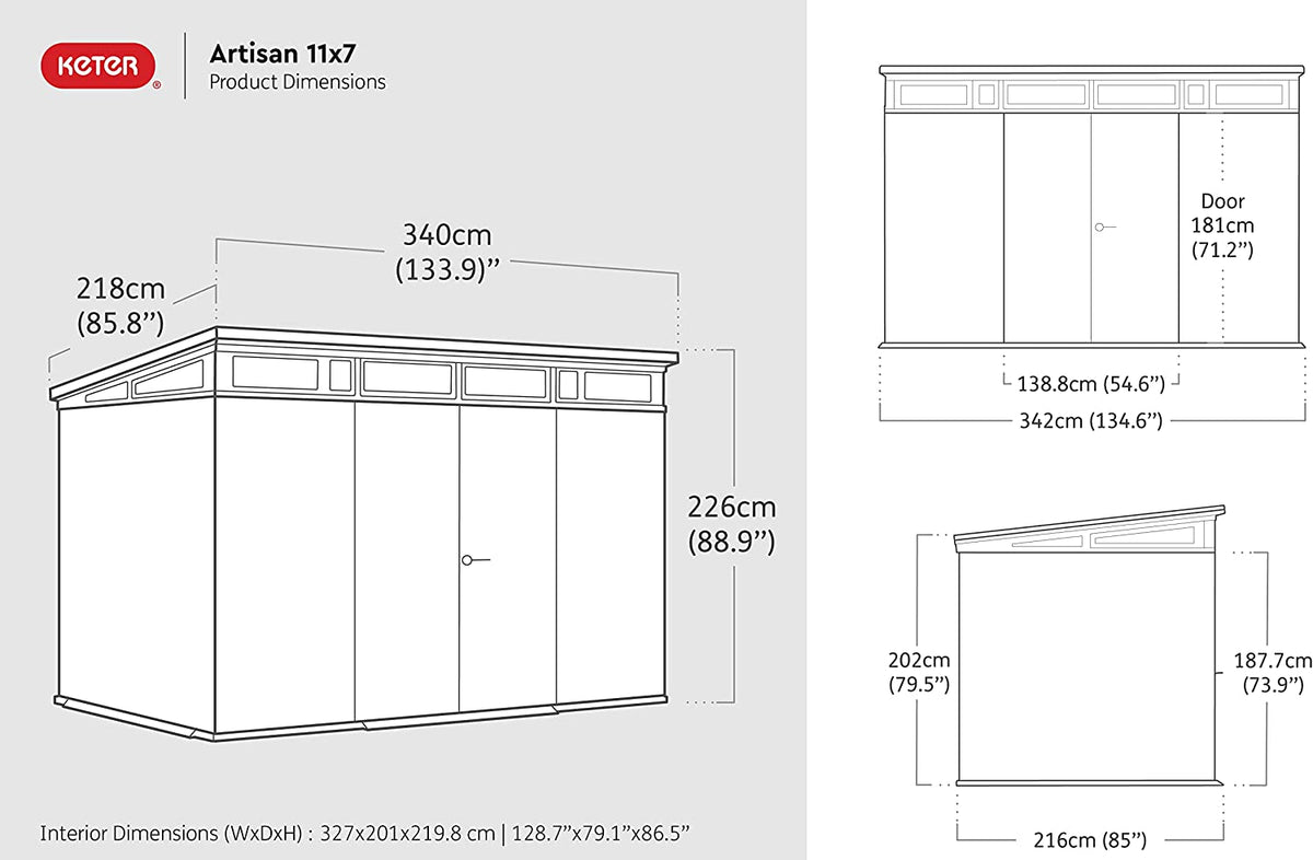 Keter Artisan 11 x 7 ft Resin Storage Shed – view 5