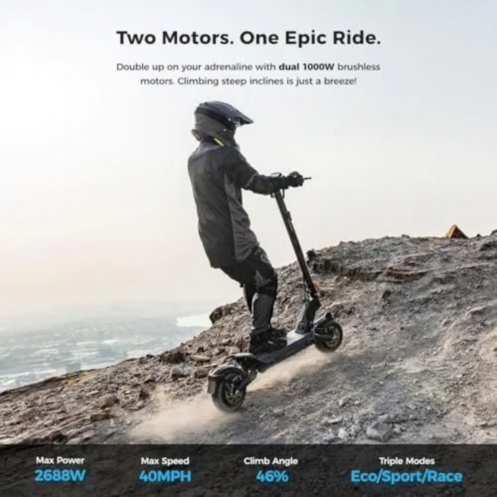 Ausom 2000W Dual Motor Folding Electric Scooter for Adult – view 5