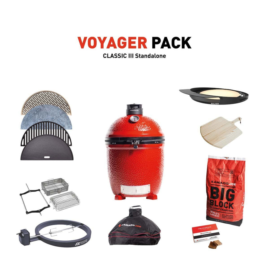 Kamado Joe Classic III Charcoal Grill & Smoker with Voyager Pack