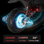 M YUME SCOOTER Y11+ Dual Motors 6000W 50 Miles Long Range and 50 mph – view 5