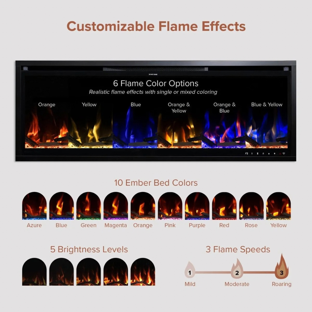 Modern Ember Aerus 50-in Smart Linear Electric Fireplace – view 2