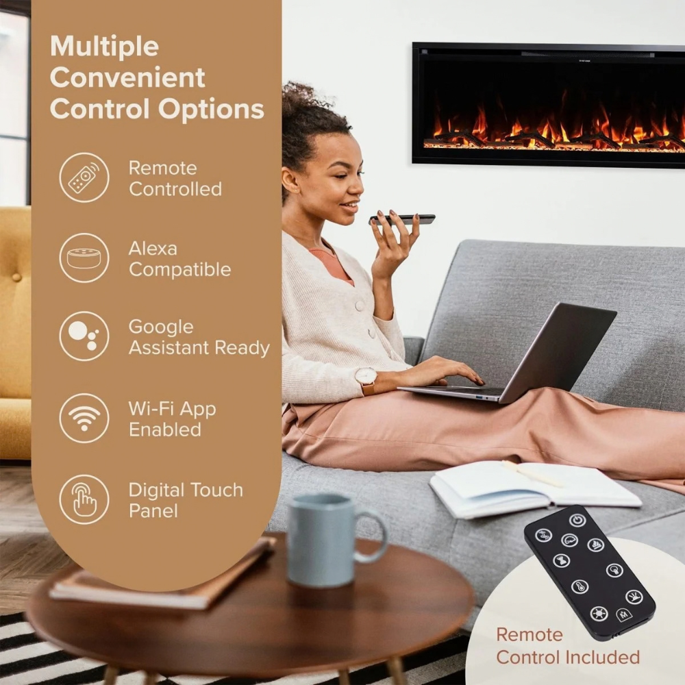 Modern Ember Aerus 50-in Smart Linear Electric Fireplace – view 3