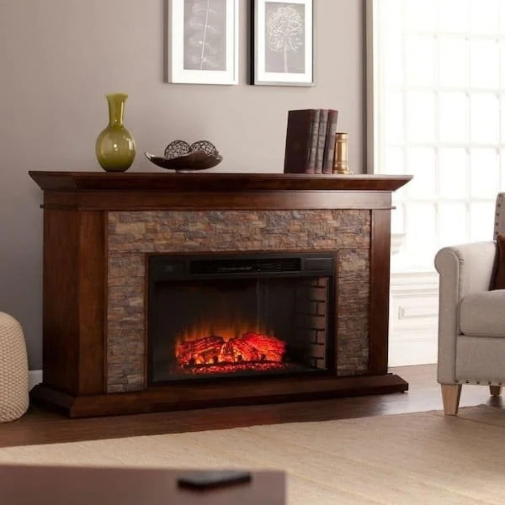 Ithaca 60 In. W Simulated Stone Electric Fireplace – view 2